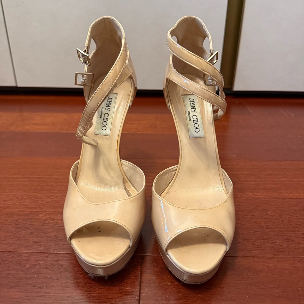 Jimmy Choo Nude Patent Leather Heels
